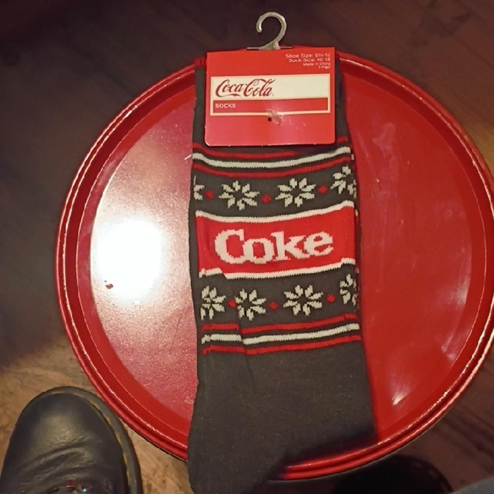 Coca Cola Men's Red and Black Casual Socks